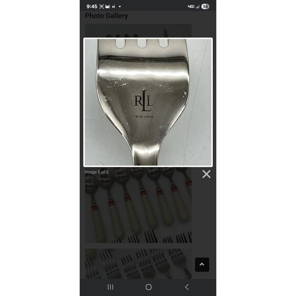 17 pc Ralph Laren Stainless Flatware Cafe Stripe-Red - Picture 2 of 5